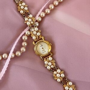 Vintage Watch With Faux Pearls